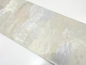 引箔　雲取りに花筏・流水模様織り出し　袋帯